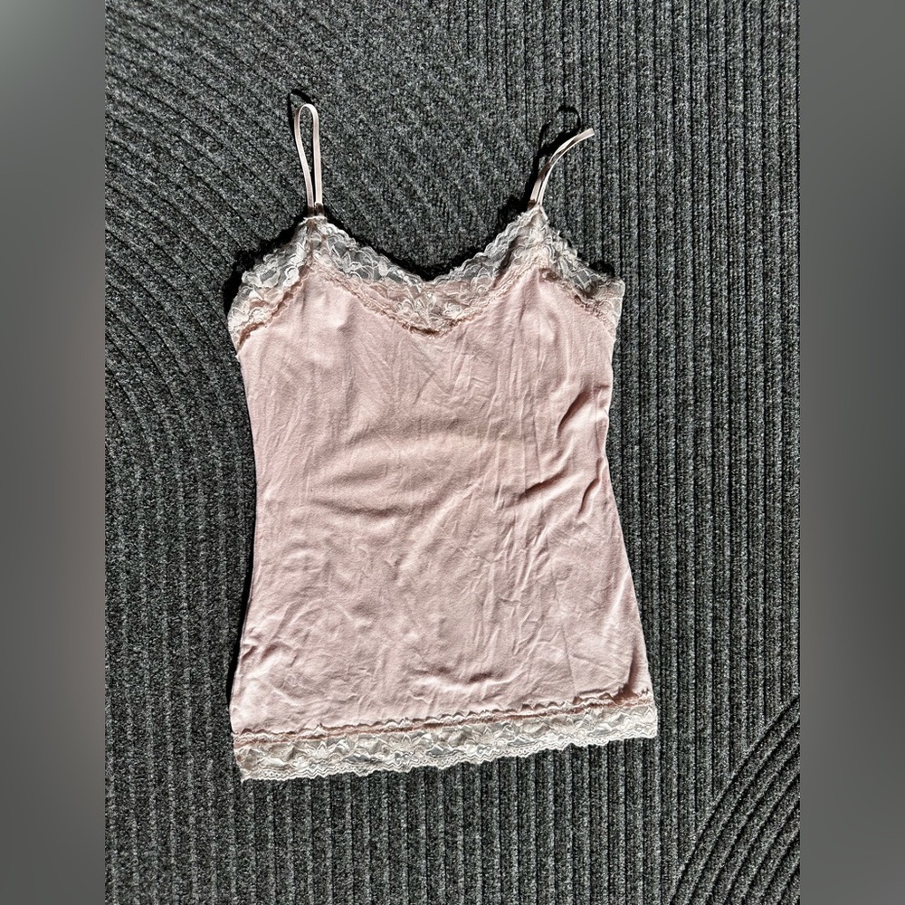 Charlotte Russe Blush Lace Trim Cami Top Vintage Retro Y2K